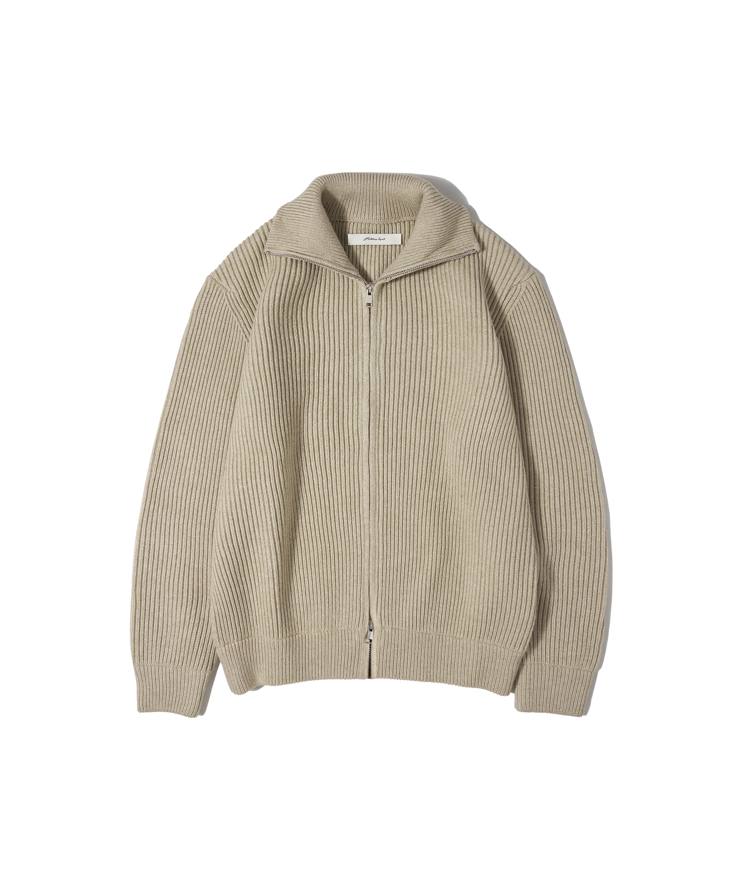 O4010 Soft zip-up knit_Light beige